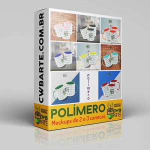 Mockup Caneca de Polímero com alça e interior coloridos